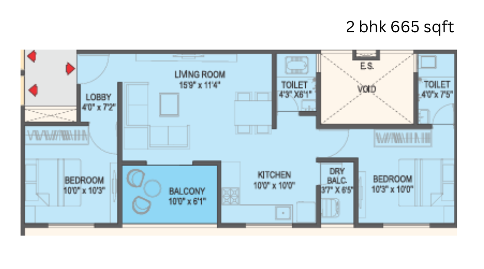 Divine-vastu-Floor-Plan-2-bhk-665-sqft