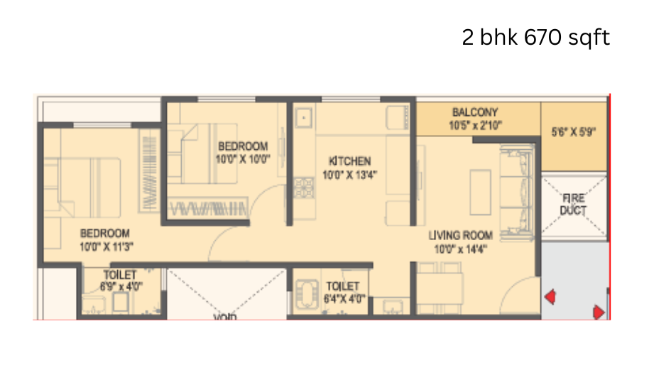 Divine-vastu-Floor-Plan-2-bhk-670-sqft